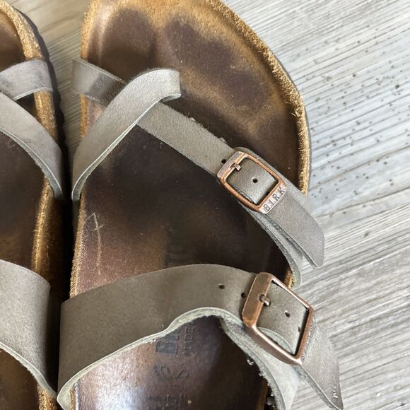 Birkenstock Mayari Birkibuc Leather Sandals in Stone Womens Size 41 (10) - Picture 5 of 8